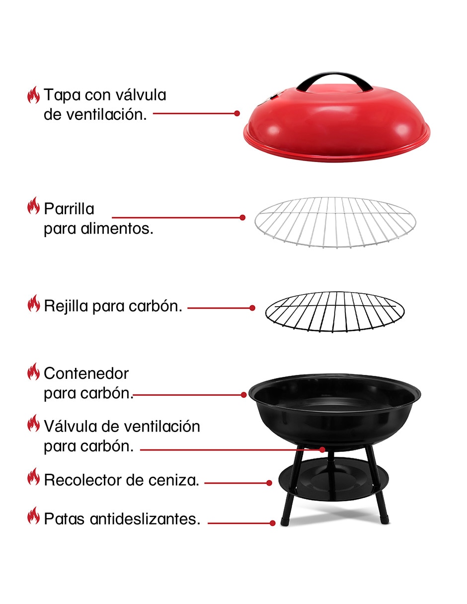 Asador carbón andromeda�inc 01084 de metal